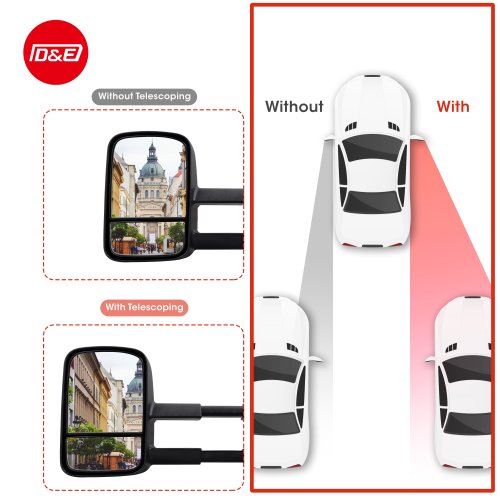 拖车可伸展牵引镜系列卡车用黑色牵引镜